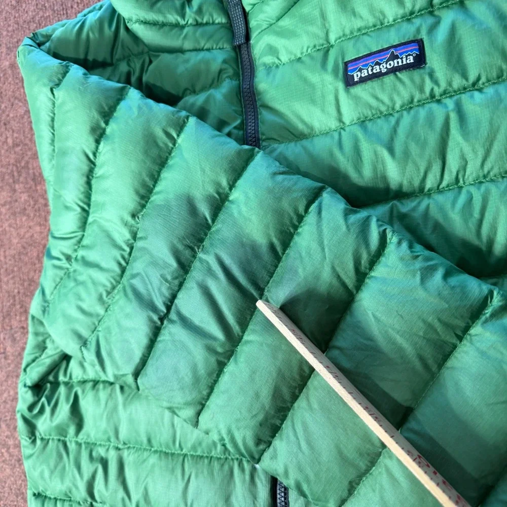 Patagonia Kids XL 14 Down Sweater Jacket Green Puffer American Flag Patch‎